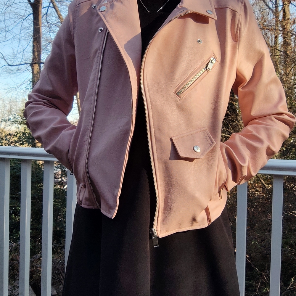Love Tree Blush Leather Jacket
